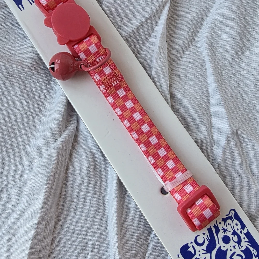 Pink Checkered Cat Collar 👀BUNDLE AND SAVE🥳